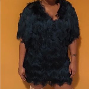 Green fringe dress